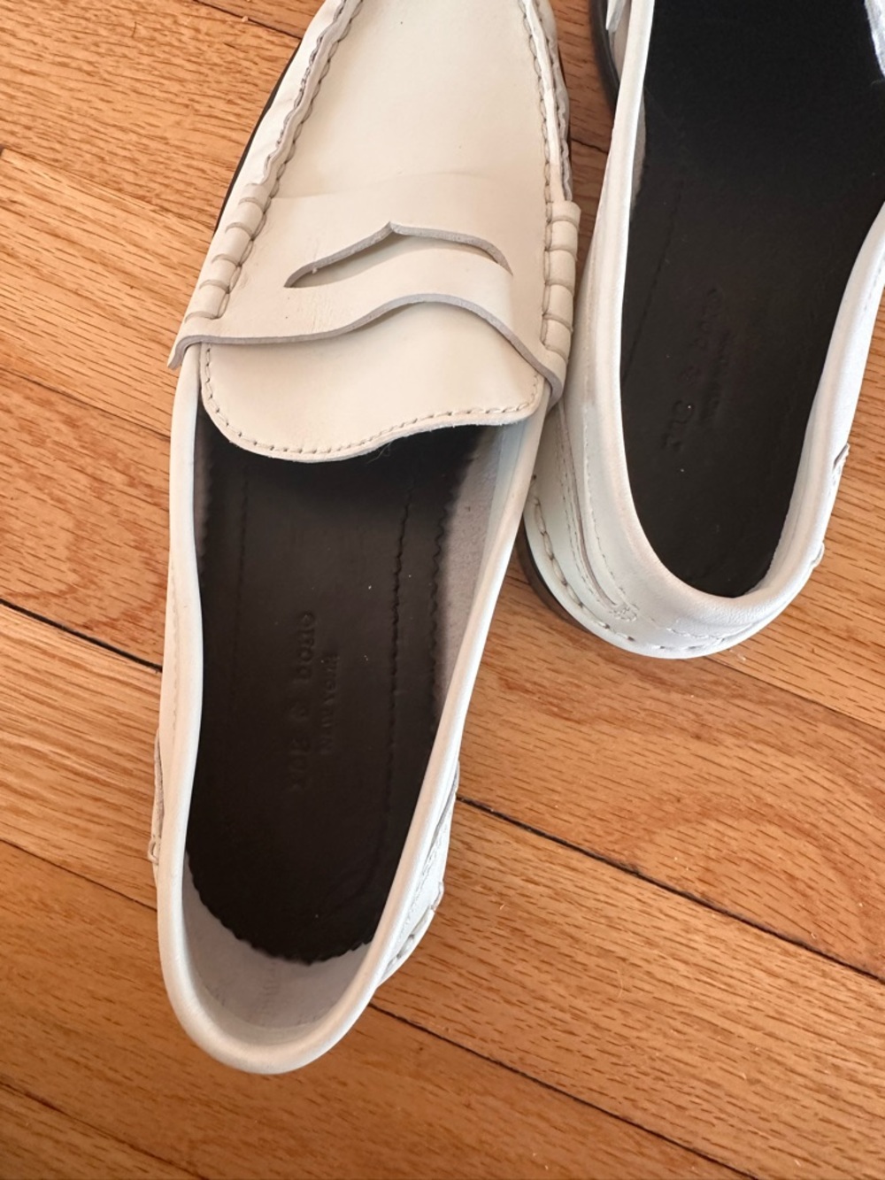 rag & bone White Leather Penny Loafers - Picture 3 of 4